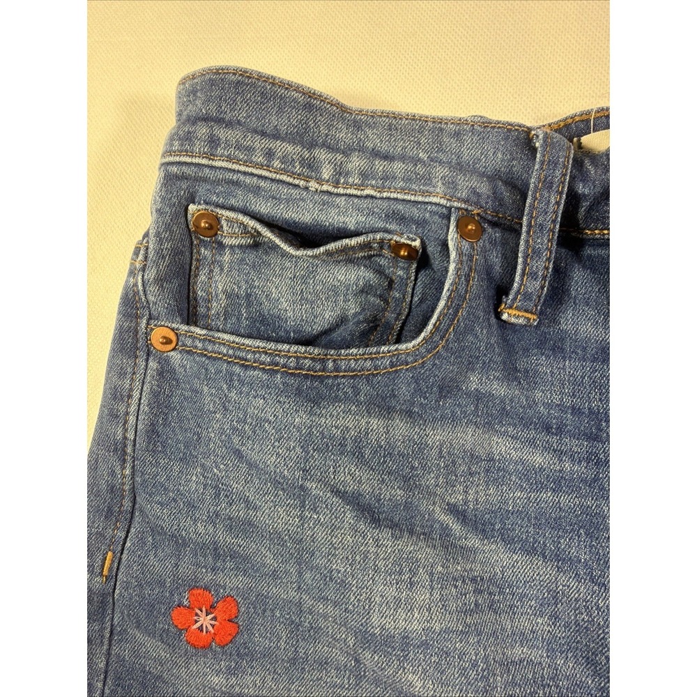 Madewell The Slim Boyjean Floral Embroidered High Rise Straight Leg Jeans 30 - Picture 6 of 16